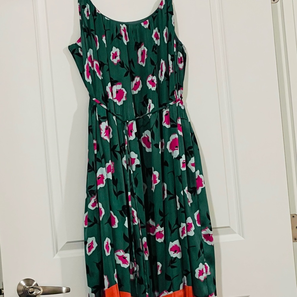 NWT Anthropologie Green Sundress With Self Tie Belt - Large